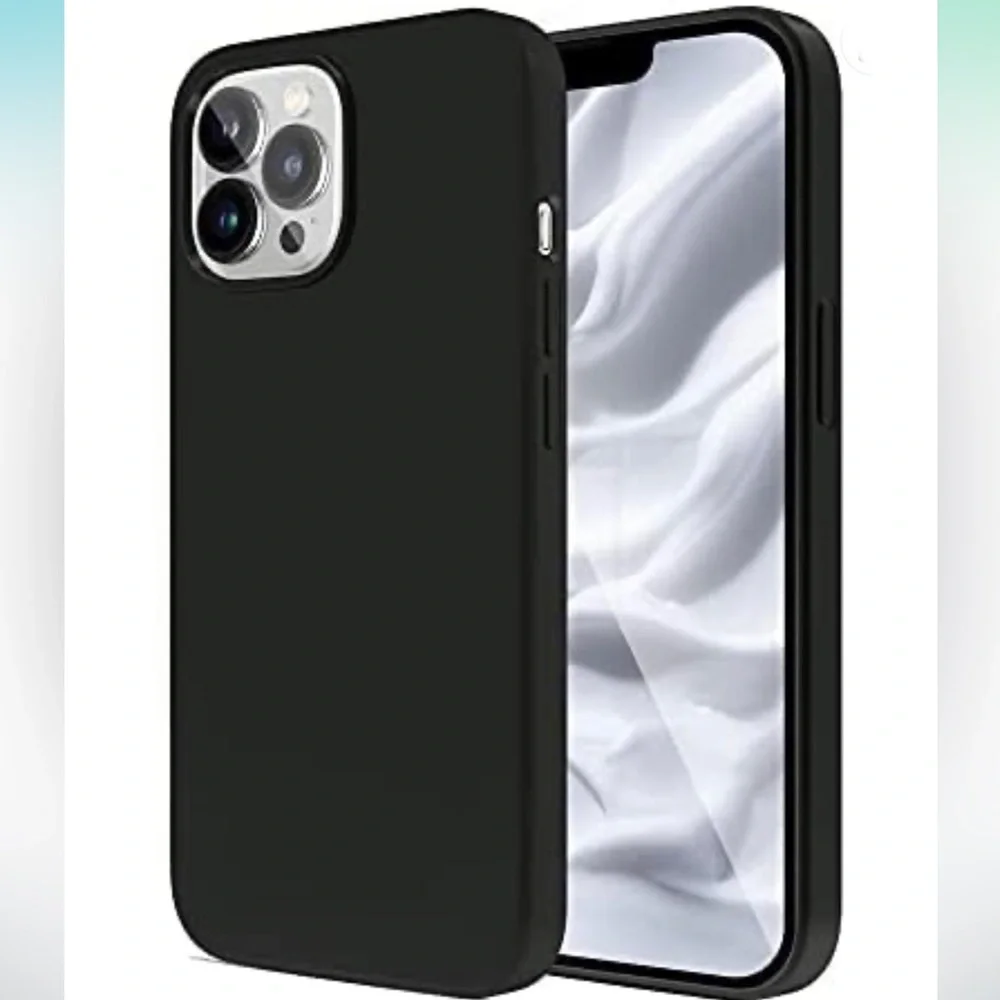 iPhone 13 Pro Max Case,Slim Gel Rubber Full Body Protection Shockproof- Black